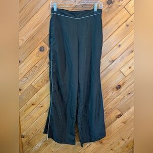 Jason Wu Black Wide-Leg Pants with White Stripe And Side Slits Size Small